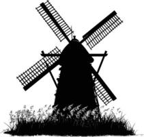 AI generated Silhouette windmill black color only full body vector