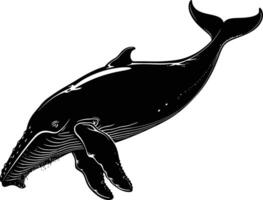 AI generated Silhouette whale black color only full body vector