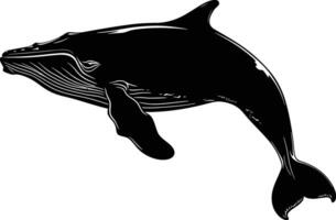 AI generated Silhouette whale black color only full body vector