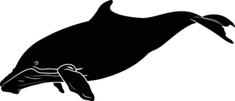 AI generated Silhouette whale black color only full body vector