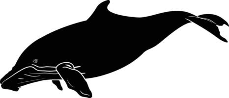 ai generado silueta ballena negro color solamente lleno cuerpo vector