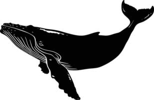 AI generated Silhouette whale black color only full body vector