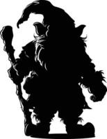 AI generated Silhouette dwarf mythical race from game black color only vector