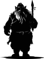 AI generated Silhouette dwarf mythical race from game black color only vector