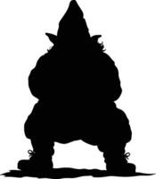 AI generated Silhouette dwarf mythical race from game black color only vector