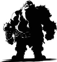 AI generated Silhouette dwarf mythical race from game black color only vector