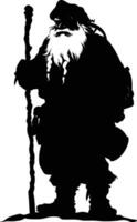 AI generated Silhouette dwarf mythical race from game black color only vector