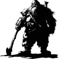 AI generated Silhouette dwarf mythical race from game black color only vector