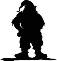 AI generated Silhouette dwarf mythical race from game black color only vector