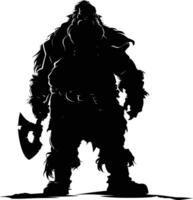 AI generated Silhouette dwarf mythical race from game black color only vector