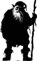 AI generated Silhouette dwarf mythical race from game black color only vector