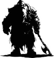 AI generated Silhouette dwarf mythical race from game black color only vector