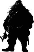 AI generated Silhouette dwarf mythical race from game black color only vector