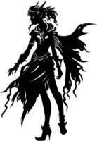 AI generated Silhouette elf or elves mythical race from game black color only vector