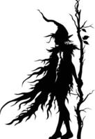 AI generated Silhouette elf or elves mythical race from game black color only vector