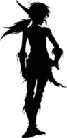 AI generated Silhouette elf or elves mythical race from game black color only vector