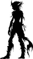 AI generated Silhouette elf or elves mythical race from game black color only vector