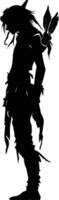 AI generated Silhouette elf or elves mythical race from game black color only vector