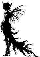 AI generated Silhouette elf or elves mythical race from game black color only vector