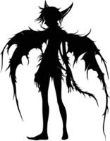 AI generated Silhouette elf or elves mythical race from game black color only vector