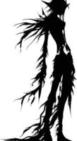 AI generated Silhouette elf or elves mythical race from game black color only vector