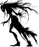 AI generated Silhouette elf or elves mythical race from game black color only vector