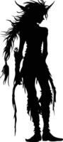 AI generated Silhouette elf or elves mythical race from game black color only vector