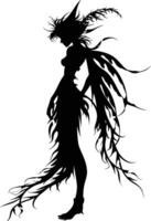 AI generated Silhouette elf or elves mythical race from game black color only vector