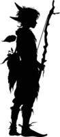 AI generated Silhouette elf or elves mythical race from game black color only vector