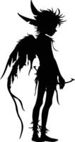 AI generated Silhouette elf or elves mythical race from game black color only vector