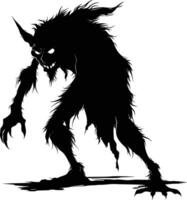 AI generated Silhouette goblin mythical race from game black color only vector