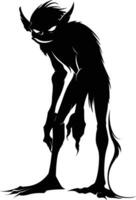 AI generated Silhouette goblin mythical race from game black color only vector