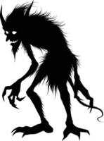 AI generated Silhouette goblin mythical race from game black color only vector