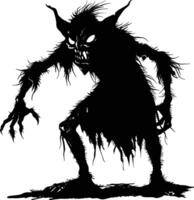 AI generated Silhouette goblin mythical race from game black color only vector