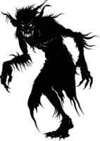 AI generated Silhouette goblin mythical race from game black color only vector