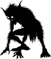 AI generated Silhouette goblin mythical race from game black color only vector