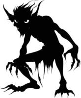 AI generated Silhouette goblin mythical race from game black color only vector