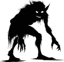 AI generated Silhouette goblin mythical race from game black color only vector