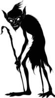 AI generated Silhouette goblin mythical race from game black color only vector