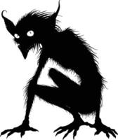 AI generated Silhouette goblin mythical race from game black color only vector