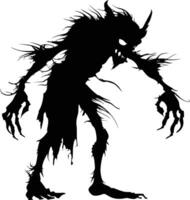 AI generated Silhouette goblin mythical race from game black color only vector