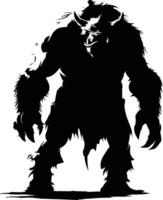 AI generated Silhouette ogre mythical race from game black color only vector