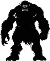 AI generated Silhouette ogre mythical race from game black color only vector
