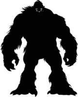 AI generated Silhouette ogre mythical race from game black color only vector