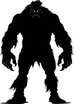 AI generated Silhouette ogre mythical race from game black color only vector