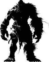 AI generated Silhouette ogre mythical race from game black color only vector