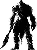 AI generated Silhouette orc mythical race from game black color only vector