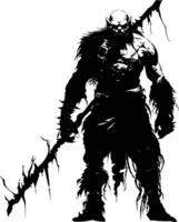 AI generated Silhouette orc mythical race from game black color only vector