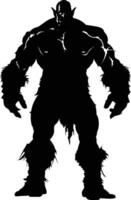 AI generated Silhouette orc mythical race from game black color only vector