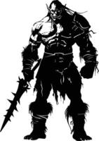 AI generated Silhouette orc mythical race from game black color only vector